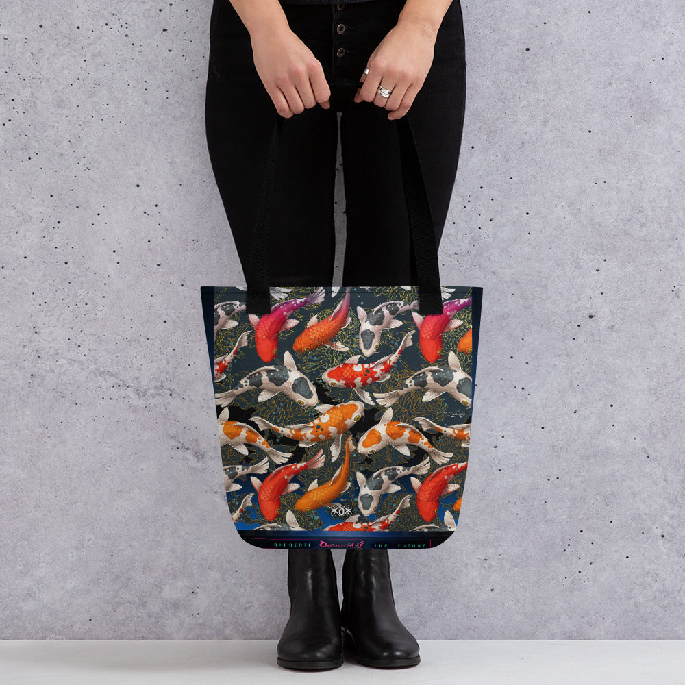 Fish Handbag Japanese Koi Fish Bag Canvas Tote Bag Koi Fish Handbag Fish Print Tote ...
