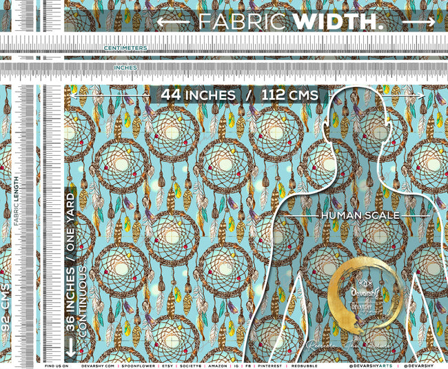 Dreamcatchers Apparel Fabric 3Meters+, 6 Designs | 8 Fabrics Option | Boho Fabric By the Yard | 040