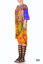 Devarshy Designer Majestic Decorative Short Embellished Kaftan - Yellow Purple , Apparel - DEVARSHY, DEVARSHY
 - 3