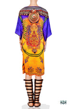 Devarshy Designer Majestic Decorative Short Embellished Kaftan - Yellow Purple , Apparel - DEVARSHY, DEVARSHY
 - 3