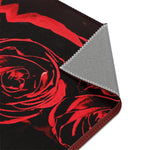 Red Rose Area Rug Burgundy Floral Carpet, Available in 3 sizes |10003D