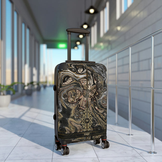 Deluge Marbling Suitcase 3 Sizes Carry-on Suitcase Brown Travel Luggage Abstract Hard Shell Suitcase | D20117