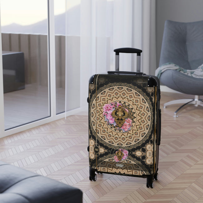 Floral Mandala Suitcase, 3 SIZES, Carry-on Suitcase, Floral Print Luggage | 10357A