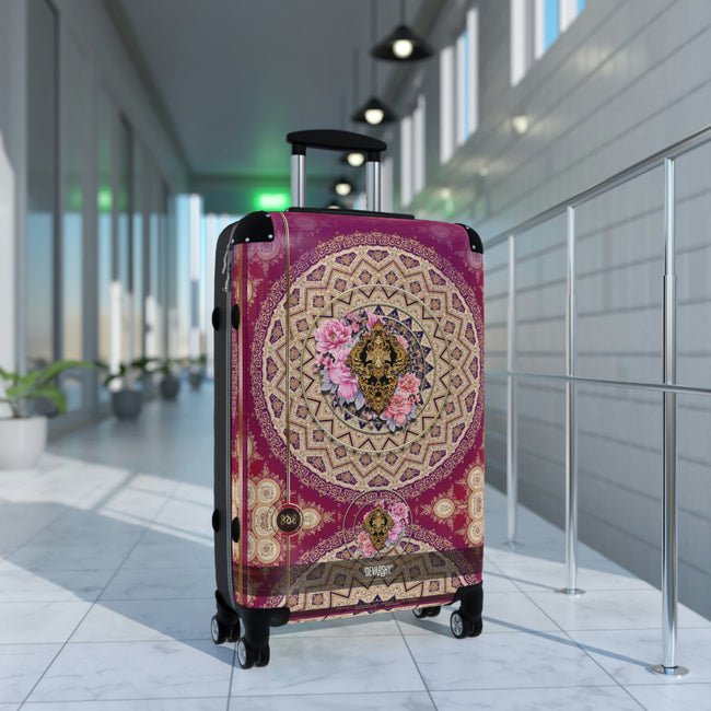 Fuchsia Mandala Suitcase 3 Sizes Carry-on Suitcase Pink Floral Luggage Hard Shell Travel Suitcase | 10357B