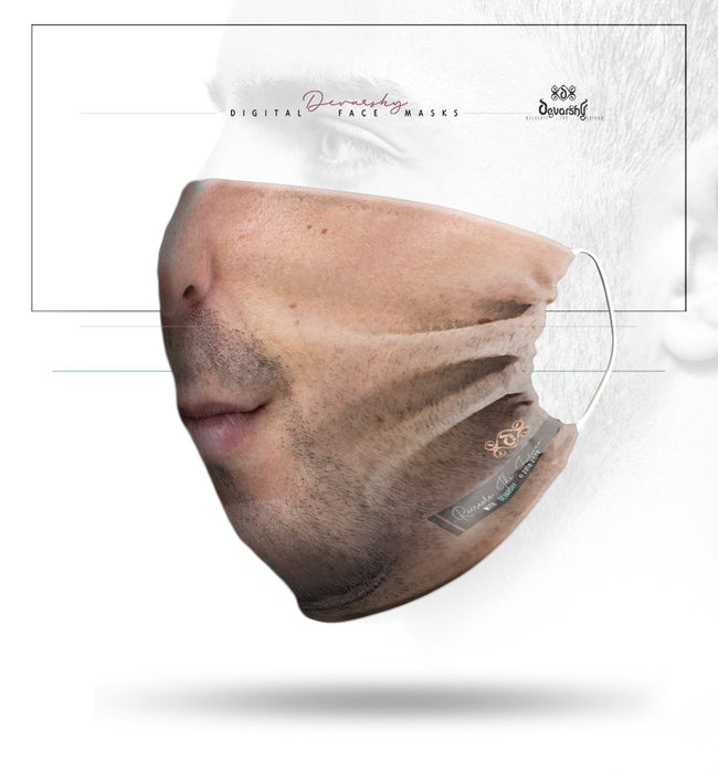 Caucasian Man Selfie Face Mask With Filter And Nose Wires - 11115
