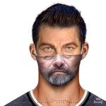 Grey Beard Mature Man Face Mask With Filter And Nose Wires - 11189