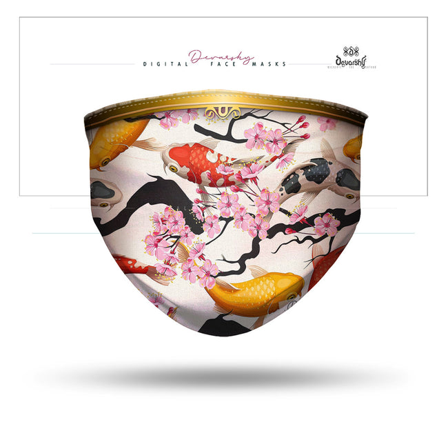 Cherry Blossom Floral And Koi Fish With Filter And Nose Wires - 11175