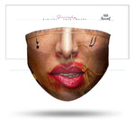 Red Smudged Lips Female Selfie Face Mask With Filter And Nose Wires - 90001