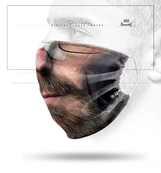 Goatee Man Selfie Face Mask With Filter And Nose Wires - 90005