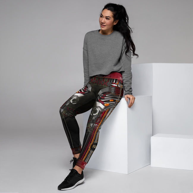 Red Futuristic Alien Robot Unisex Joggers, Sweatpants for Men and Women, PF - 90006B
