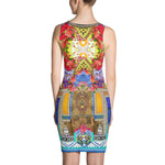 Radiant Floral Print Dress, Sleeveless Sheath Dress, Printed Bodycon Dress, Devarshy Dress, PF - FIFTY001