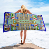 Beautiful Aqua Fes Printed Beach Towel, Cotton Bath Towel, Devarshy Bath, PF - FIFTY002
