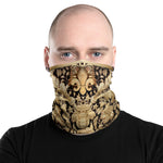 Luxury Zardouzi From India Printed Neck Gaiter, Gold Embroidery Print Mask, PF - 11362