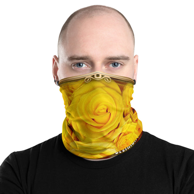 Yellow Roses Neck Gaiter, Floral Face Mask Neck Tube, PF - 11258