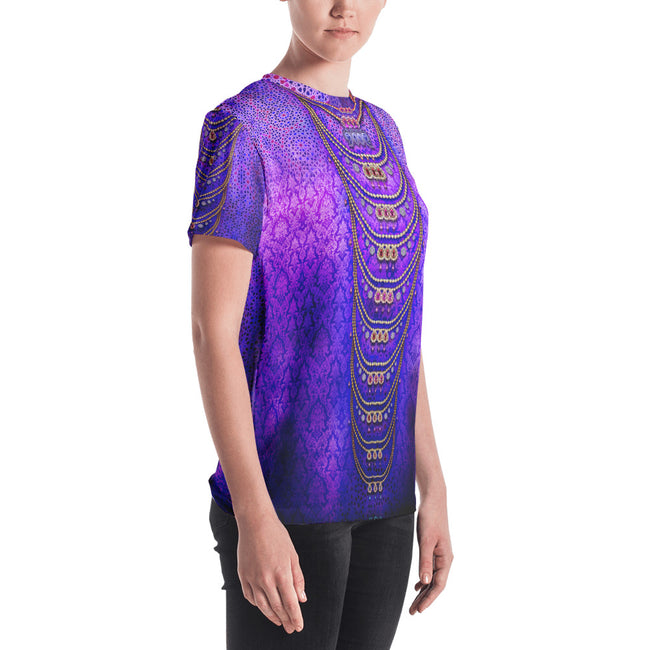 Arabic Mesh Purple Printed Women's T-Shirt, PF