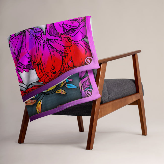 Where Roses Bleed to Oblivion... Printed Throw Blanket, Soft Fleece Blanket, Devarshy Home, PF - 016