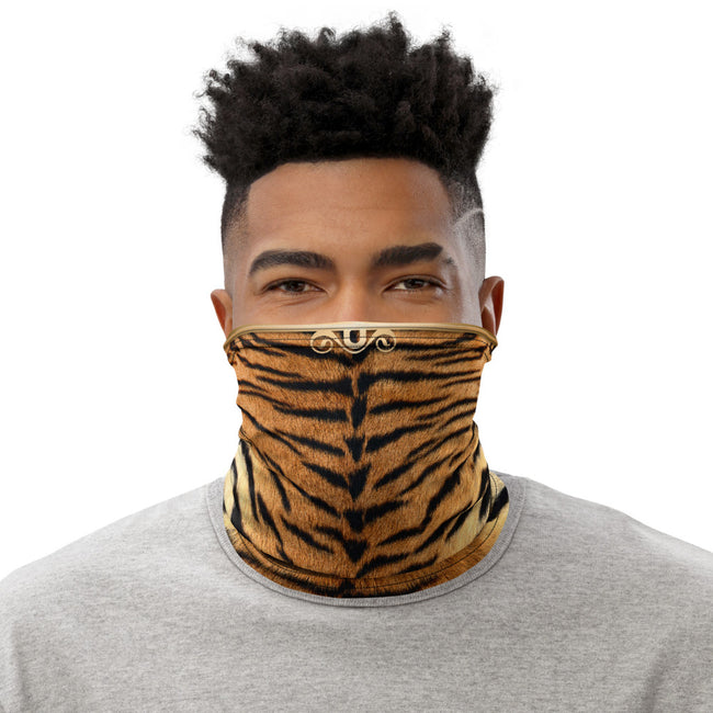 Real Tiger Skin Print Neck Gaiter, Animal Print Face Mask For Social Distancing, Soft Fabric Face Cover, PF - 11221