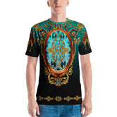 Turquoise Baroque Men's T-Shirt, Men's Jersey, Crew Neck Tees, PF - 1093B