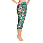 Cactus Florals Capri Leggings YOGA Capri Leggings Floral Print Capri Pants Green Capri Leggings for Yoga, PF