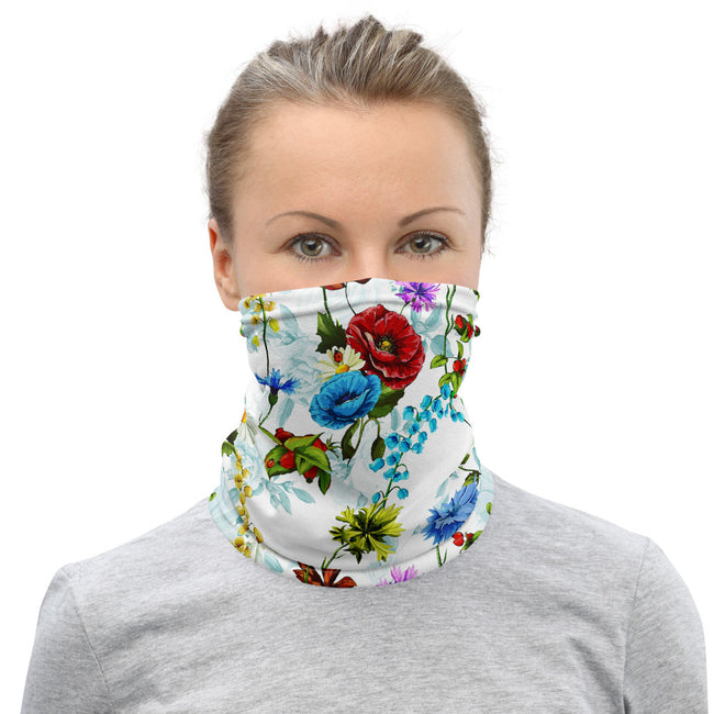 Poppy Flowers Neck Gaiter, Floral Face Mask For Social Distancing And Safety, Protective Neck Tube, PF - 11236