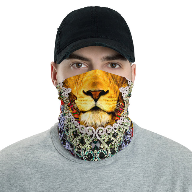 Lion Face Printed Neck Gaiter, Headband, Unisex Face Mask, Bandana, Neck Warmer, Face Cover, PF - 1092C