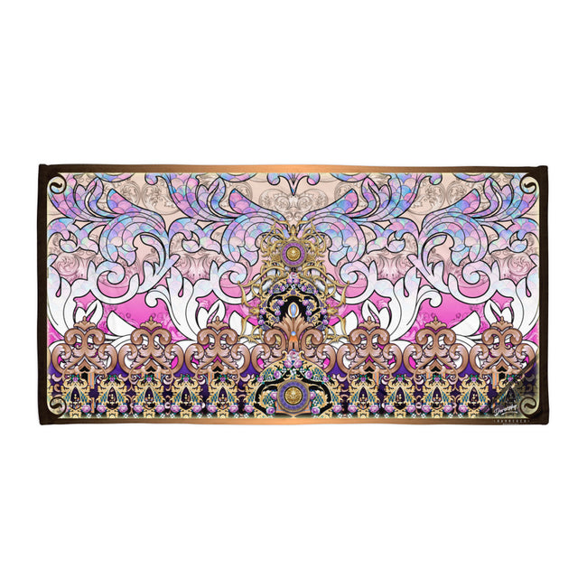 Baroque Royal Pink Printed Beach Towel, Cotton Bath Towel, Devarshy Bath, PF - 9996A