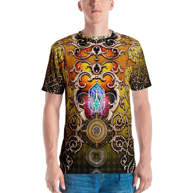 Baroque Yellow Unisex T-Shirt Crew Neck Tees Casual T-Shirt For Men and Women, PF - 1053C