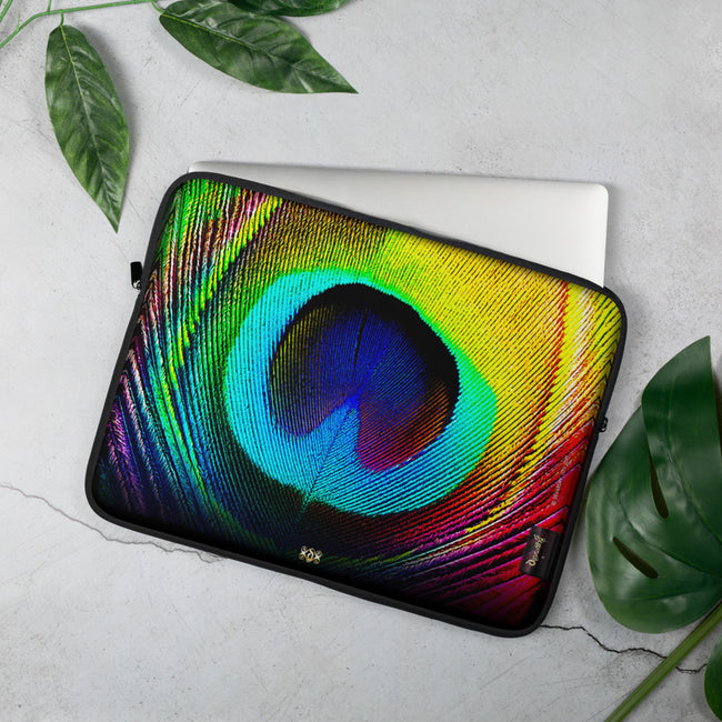 Beautiful Peacock Laptop Sleeve, Colorful  Feather Pouch, Lightweight Laptop Bag, Best Selling IPad Case PF - 1001