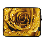 Droplets Yellow Rose Printed Laptop Sleeve, Lightweight Neoprene Laptop Case, Devarshy, PF - 1012