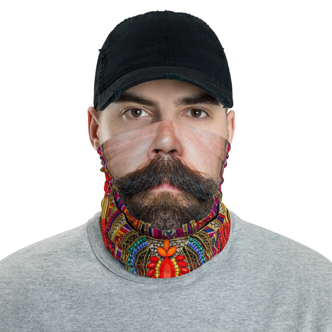 Man With Moustache Printed Neck Gaiter, Unisex Face Mask, Headband, Neck Tube, Cloth Face Cover, PF - 11112