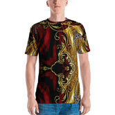 Royal Red Asymmetrical Print Men's T-Shirt, PF - 1105C2