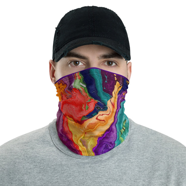 Abstract Marble Print Neck Gaiter, Marbling Art Face Mask, PF - 11143