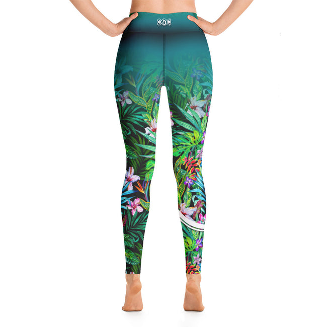 Devarshy Green Tropical Florals Printed Spandex Women YOGA Leggings PF - 101027