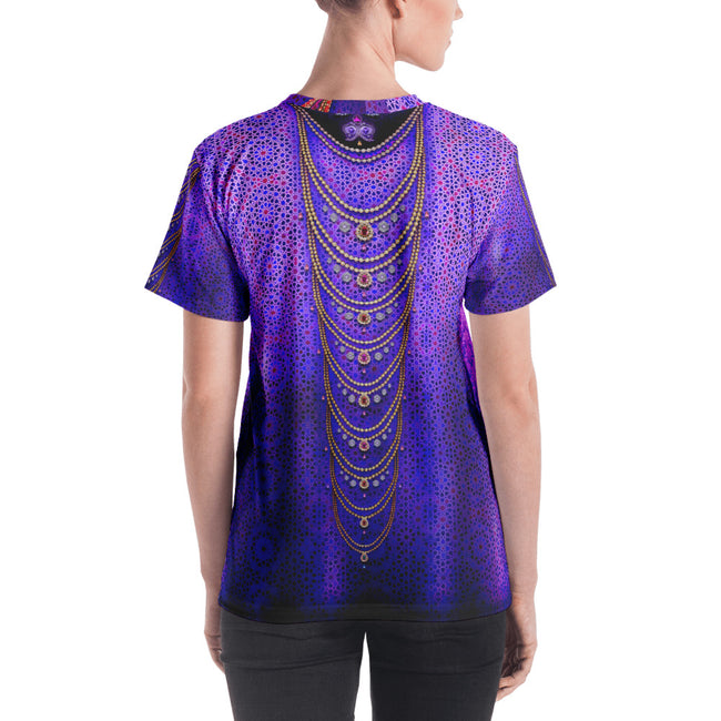 Arabic Mesh Purple Printed Women's T-Shirt, PF