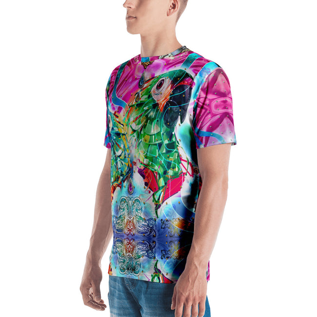 PHOENIXOLOGY Pink Decorated Birds Devarshy Printed Men's T-Shirt PF - 1022B