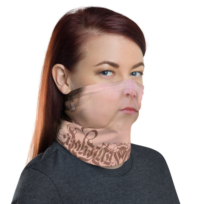 Caucasian Female Face Neck Gaiter, Neck Tattoo Face Mask For Women, Cloth Neck Tube, PF - 11119