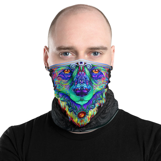 Psychedelic Fox Neck Gaiter, Washable Face Mask For Safety And Protection, Cloth Face Cover, PF - 11244