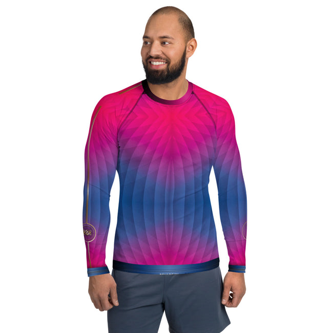 Pink Blue Gradient Unisex Rash Guard, Long Sleeve T-shirt For Men and Women, PF - 11196