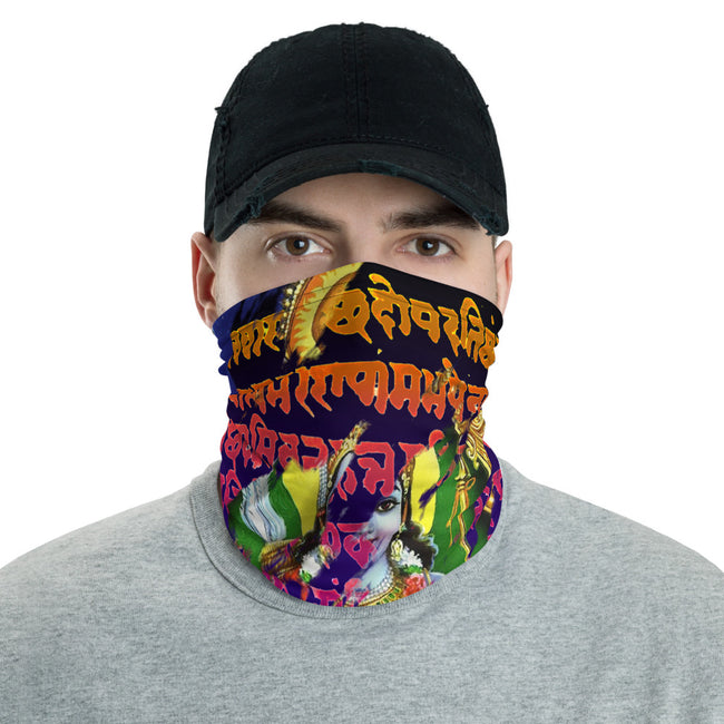 Indian Calligraphy Print Neck Gaiter (2 Colors), Fabric Face Mask Neck Tube, PF - 11167