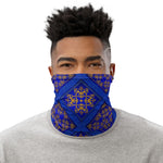 Ornate Gold Royal Blue Neck Gaiter (2 Designs), Washable Face Mask For Protection, Fabric Face Cover/ Neck Tube, PF - 11218