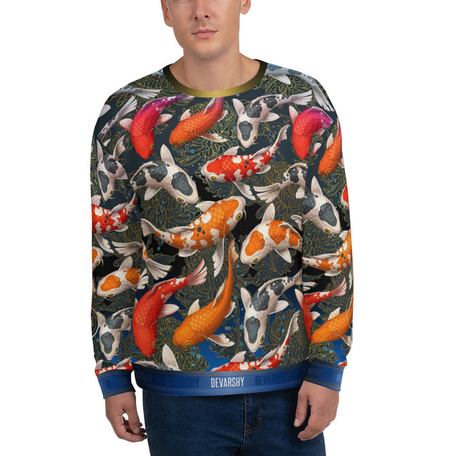 KOI Fish Print UNISEX Sweatshirt For Winter Wear, PF - 11154