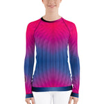 Pink Blue Gradient Unisex Rash Guard, Long Sleeve T-shirt For Men and Women, PF - 11196