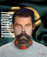 Man With Moustache Printed Neck Gaiter, Unisex Face Mask, Headband, Neck Tube, Cloth Face Cover, PF - 11112