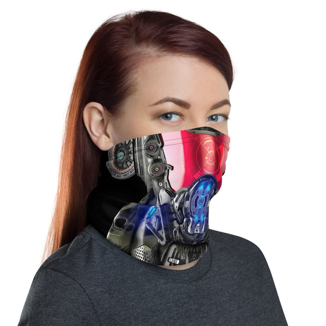 Robotic Face Printed Mask, Unisex Neck Gaiter, Robot Face Mask, Headband, Protective Face Cover, PF - 11135