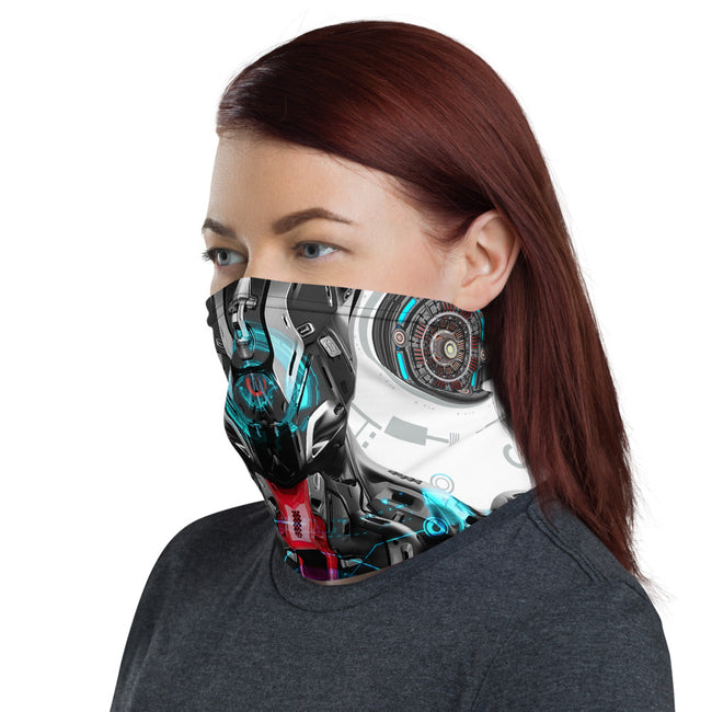 Futuristic Robot Printed Neck Gaiter, Protection Face Mask, Headband, Neck Tube, Unisex Face Cover, PF - 11136