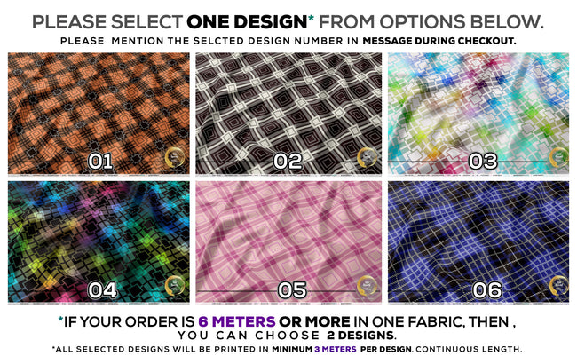 Checks Print Apparel Fabric 3Meters+, 6 Designs | 8 Fabrics Option | Plaid Fabric By the Yard | 038