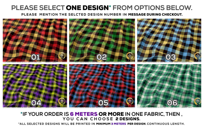 Buffalo Check Apparel Fabric 3Meters+, 6 Designs | 8 Fabrics Option | Plaid Fabric By the Yard | 037
