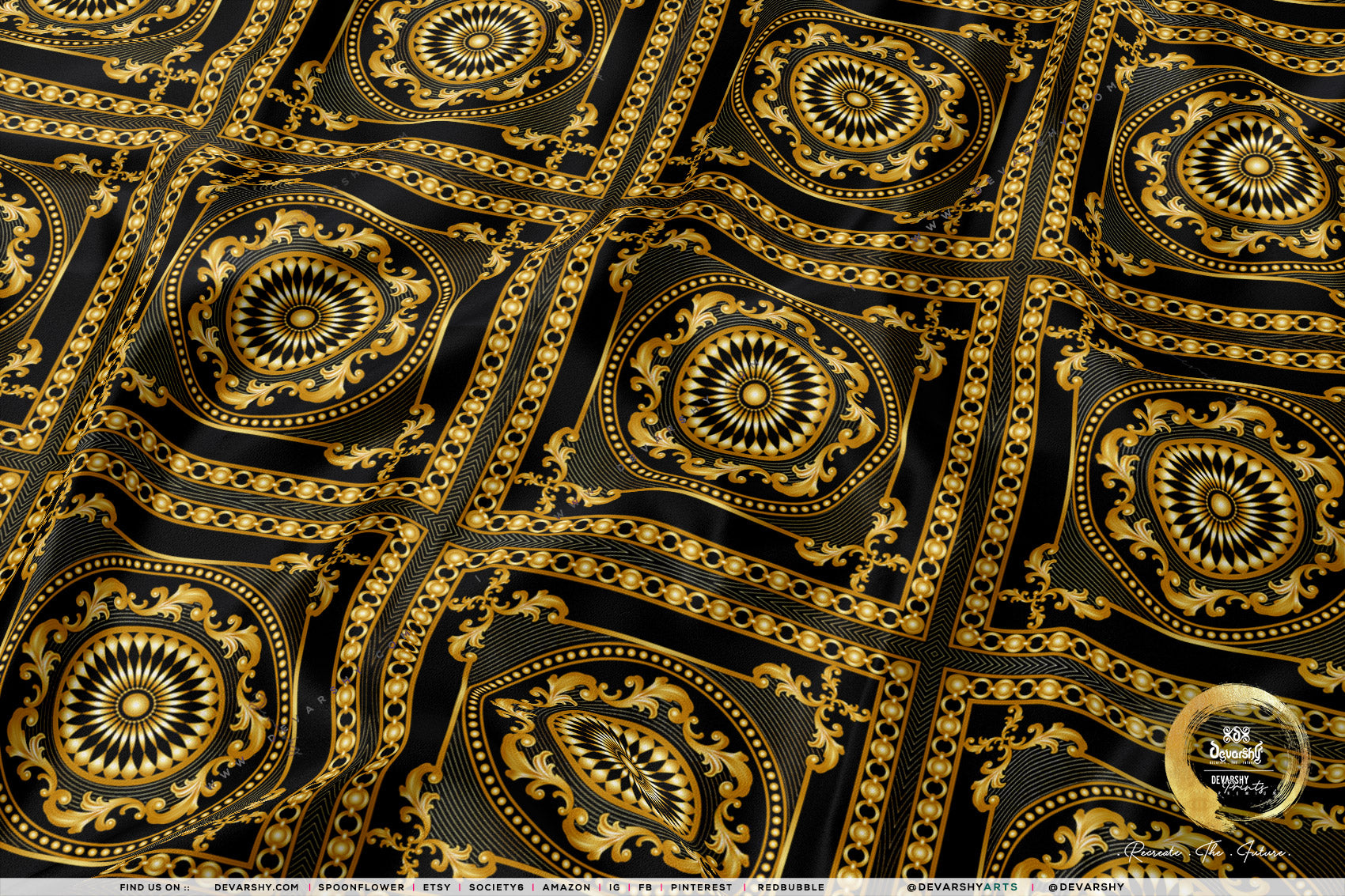 Golden Squares Upholstery Fabric 3meters, 6 Designs, 13 Fabric Options.  Baroque Fabric By the Yard, 039