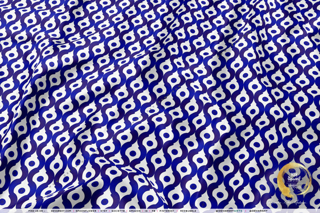Indigo Pattern Apparel Fabric 3Meters+, 9 Designs | 8 Fabrics Option | Fabric By the Yard | 034