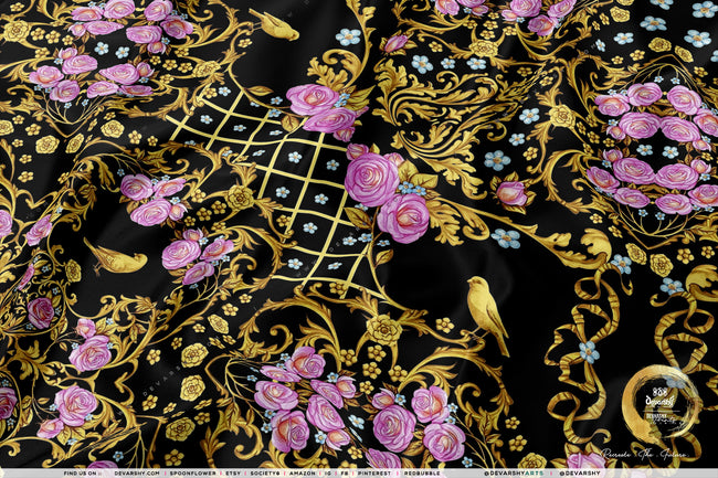 Vintage Florals Apparel Fabric 3Meters+, 6 Designs | 8 Fabrics Option | Baroque Fabric By the Yard | 044